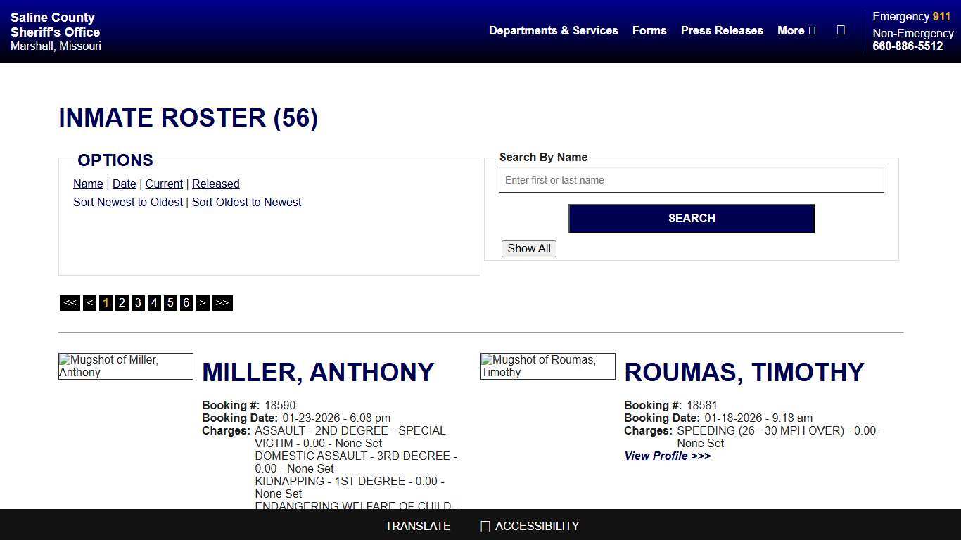 Inmate Roster - Current Inmates Booking Date Descending - Saline County Sheriff MO