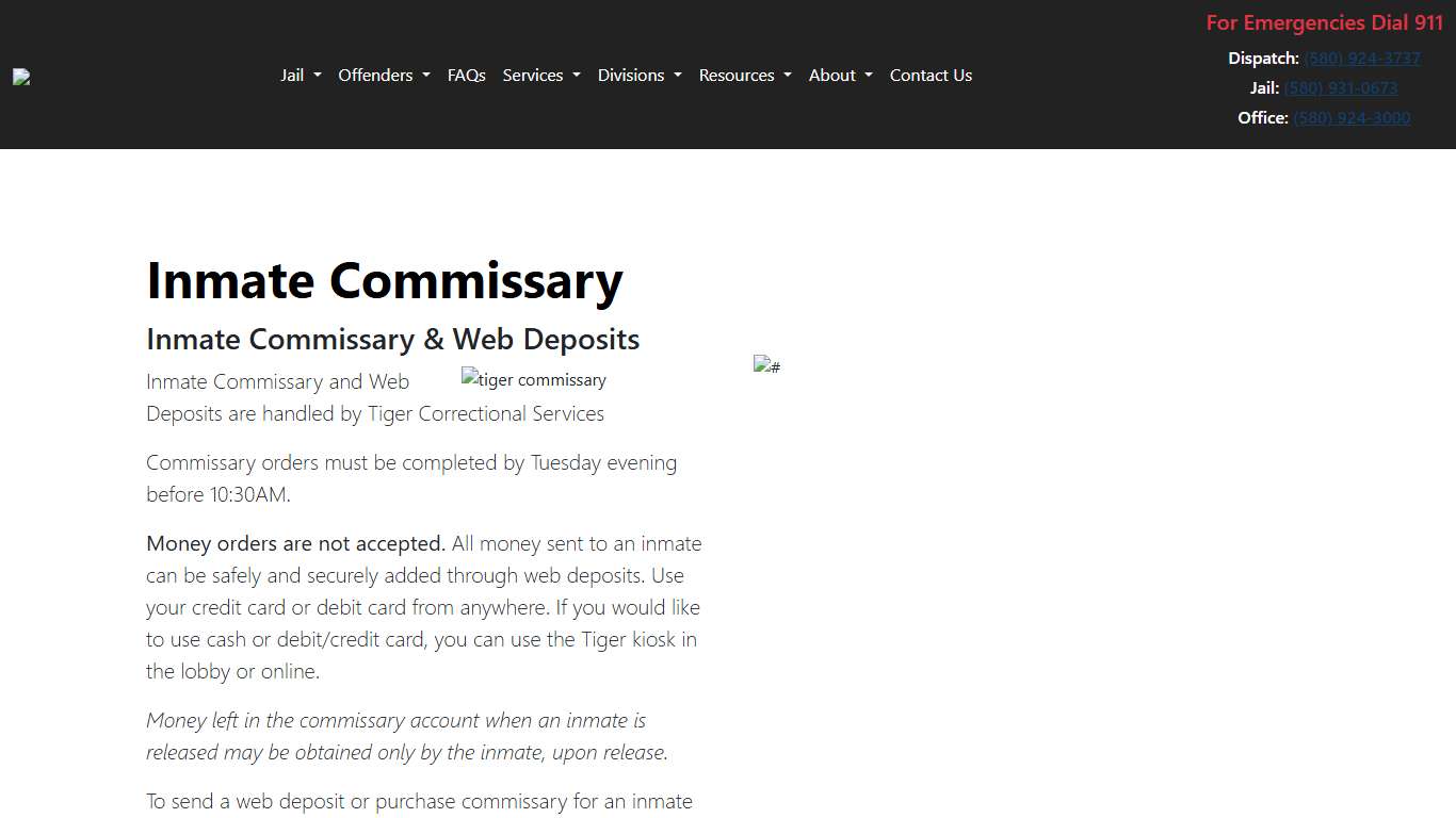 Inmate Commissary Bryan County Sheriff's Office Oklahoma